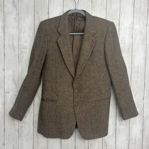 Vintage Woolmark Pura Lana Vergine Brown Tweed 2 Button Pockets Blazer